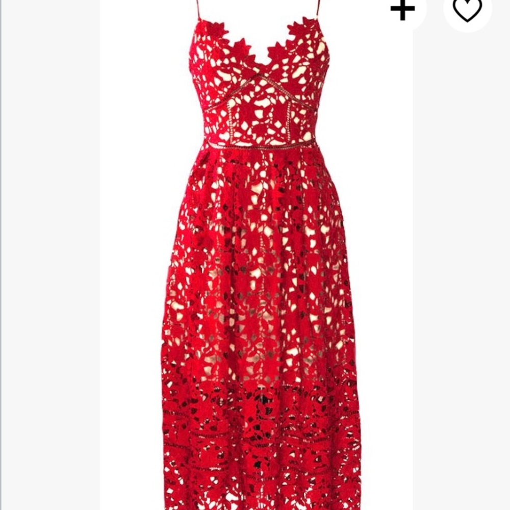 Red Crochet Midi Dress